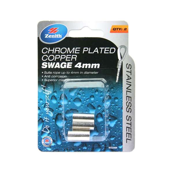 Zenith Swage Chrome Plated Copper Stainless Steel 4mm - 2 Pack