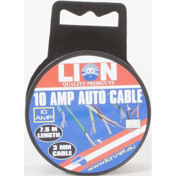 Lion 10A Auto Wire Black 3mm x 7.5m