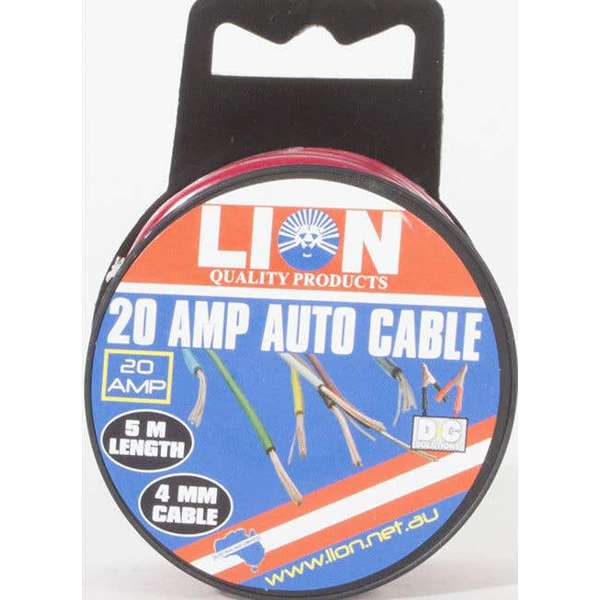 Lion 20A x 4mm Auto Cable Red 5m