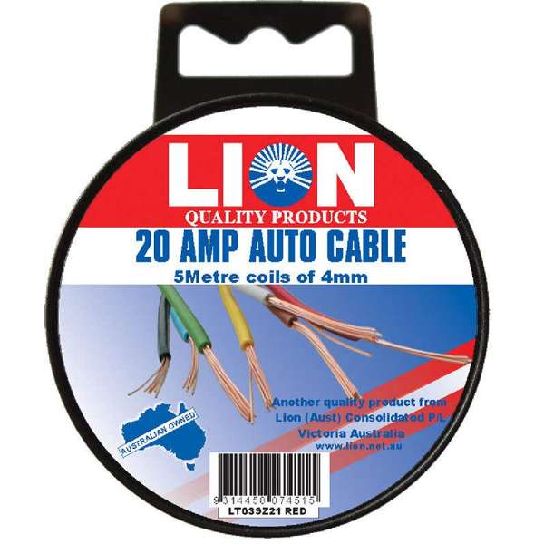 Lion 20A x 4mm Auto Cable Red 5m