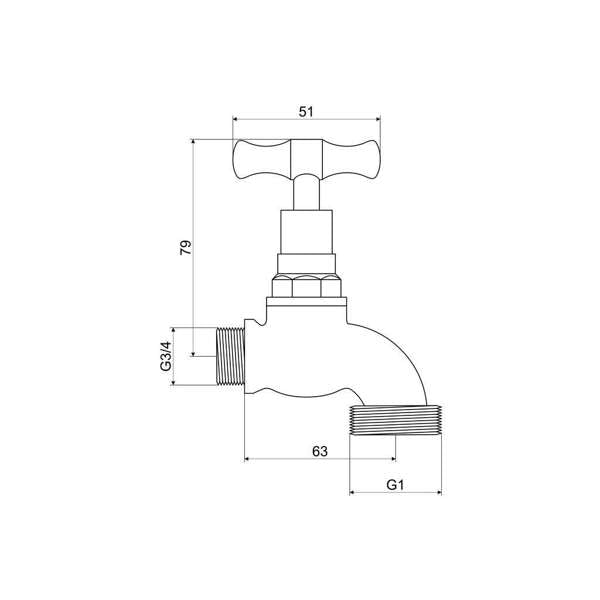 Mildon Male Hose Cock Chrome 3/4" (20mm)