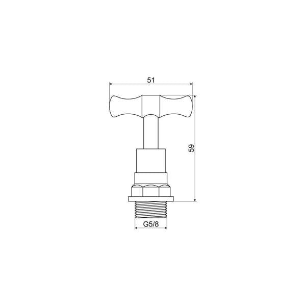 Mildon T Head Hose Cock Top Assembly 1/2"