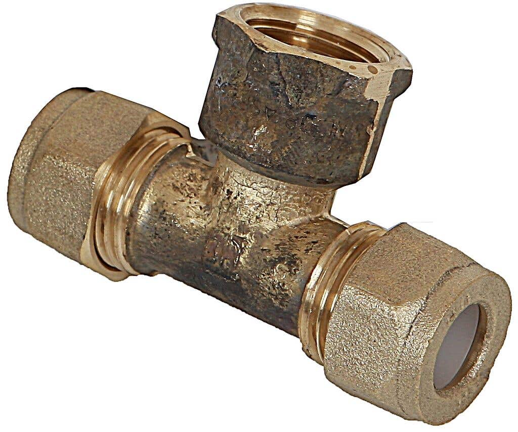 Brasshards Tee Nylon Female/Compression Olive Brass 15 x 15 x 15mm