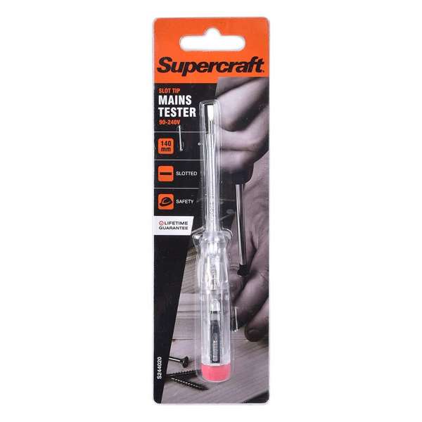 Supercraft 240V Mains Tester Slot Tip 90 - 140mm