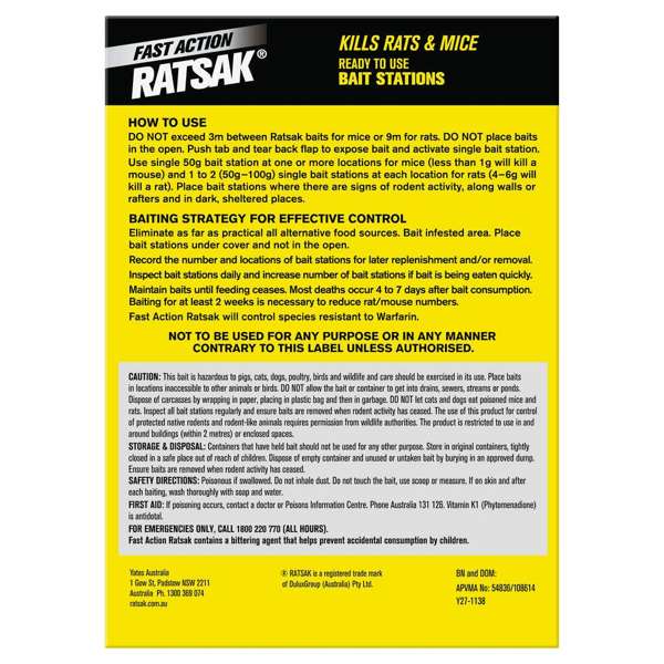 Ratsak Fast Action Bait Station (4 x 50g) 200g