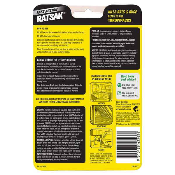 Ratsak Fast Action Throw Packs 5 x 20g