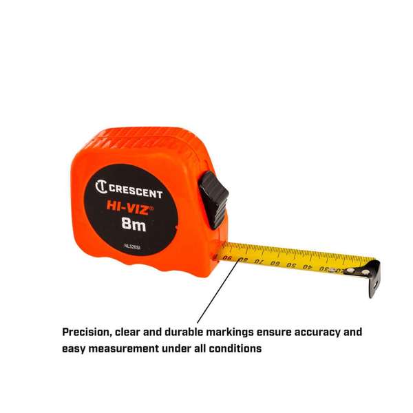 Crescent Tape Measure Hi-Viz 8m x 25mm