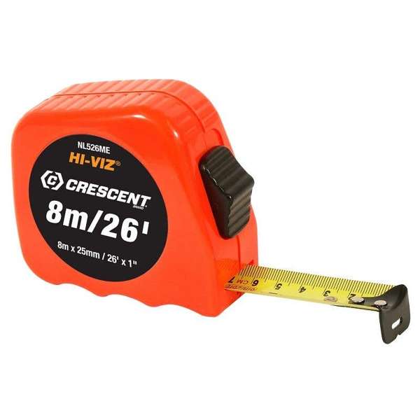 Crescent Tape Measure Hi-Viz 8m/26' x 25mm