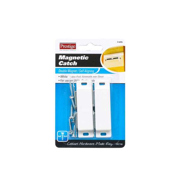 Prestige Magnetic Catch Heavy Duty Double White 4kg - 2 Pack