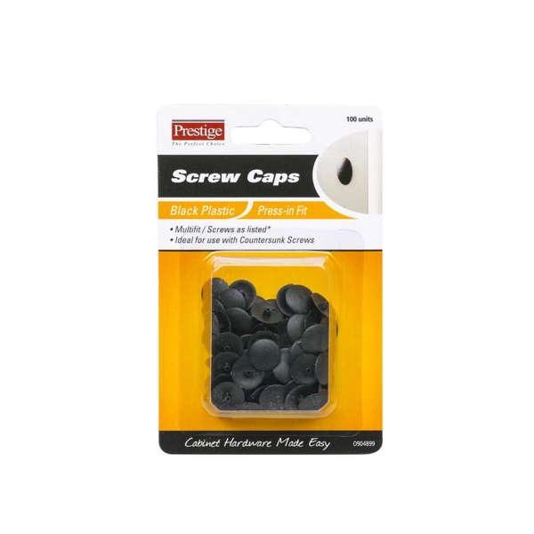 Prestige Press-in Screw Caps Black - 100 Pack