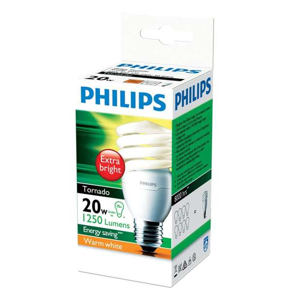 Philips Tornado Globe CFL 20W ES Warm White