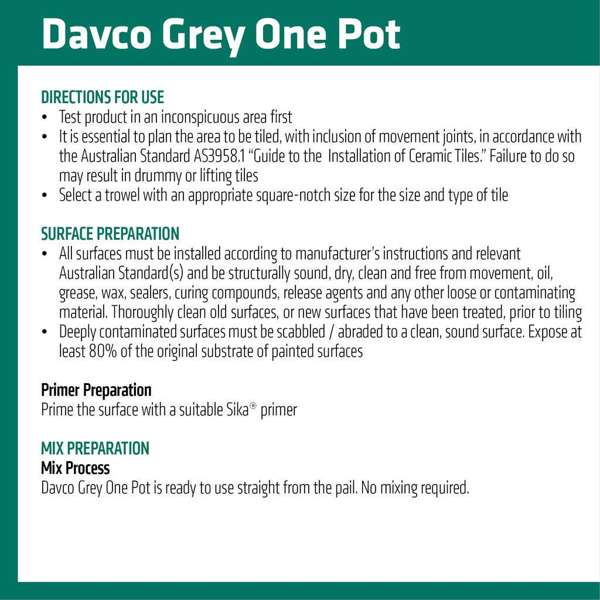 Davco Grey One Pot Tile Adhesive 4L