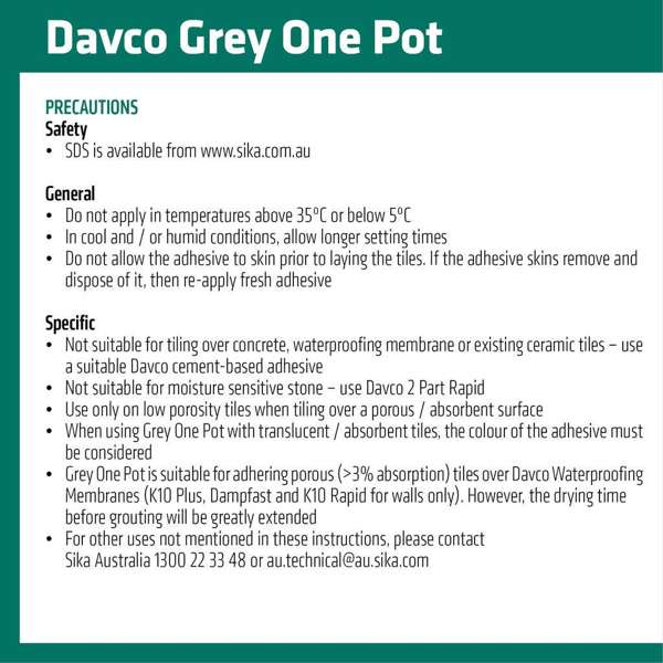 Davco Grey One Pot Tile Adhesive 4L