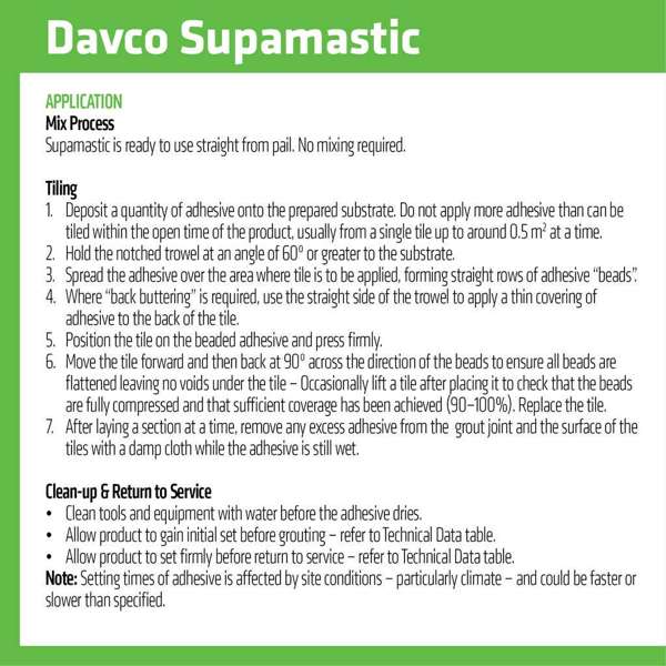 Davco Adhesive Tile Supamastic 4L