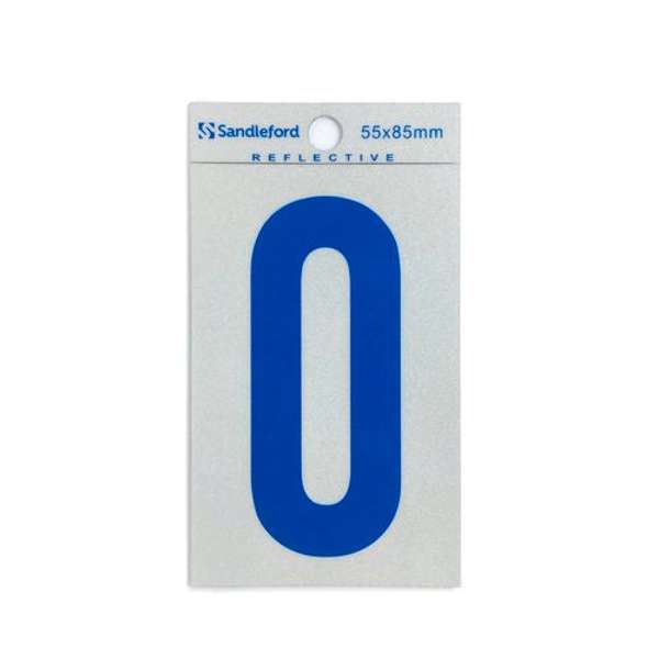 Sandleford 85mm Reflective Blue Self Adhesive House Number 0