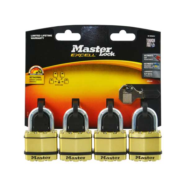 Master Lock Excell Laminated Padlock 45mm - 4 Pack