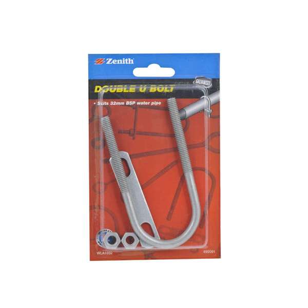 Zenith Double U Bolt Galvanised 32mm - 1 Pack