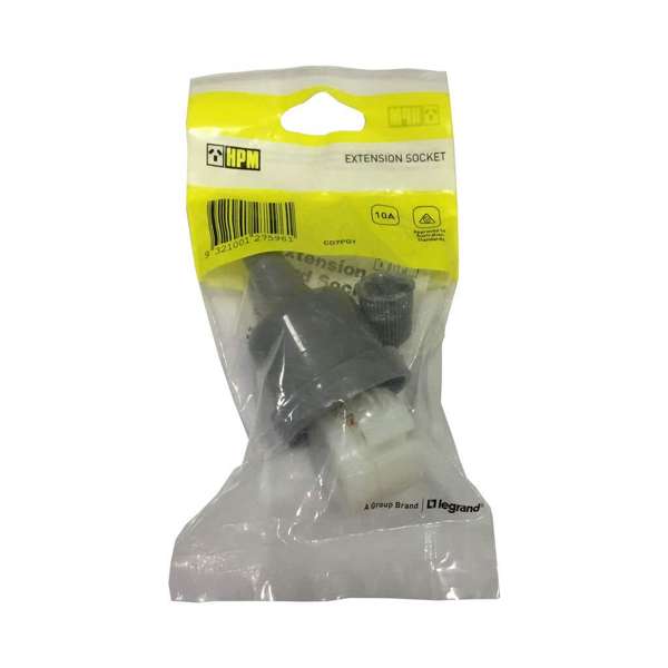 HPM Extension Cord Socket End 10A Grey