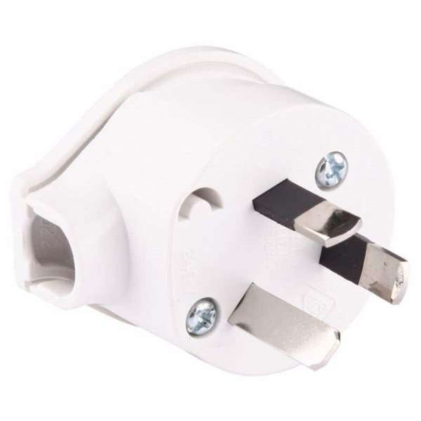 HPM PVC 250V 10A 3 Pin Plug Top Side Entry White