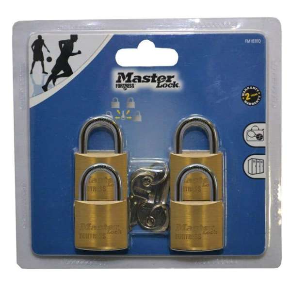 Master Lock Fortress Padlock Brass 30mm - 4 Pack