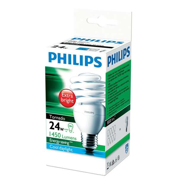 Philips Tornado Globe CFL 24W ES Cool Daylight