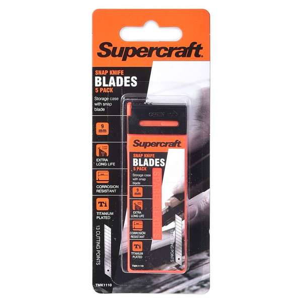 Supercraft Snap Knife Replacement Blades 9mm - 5 Pack