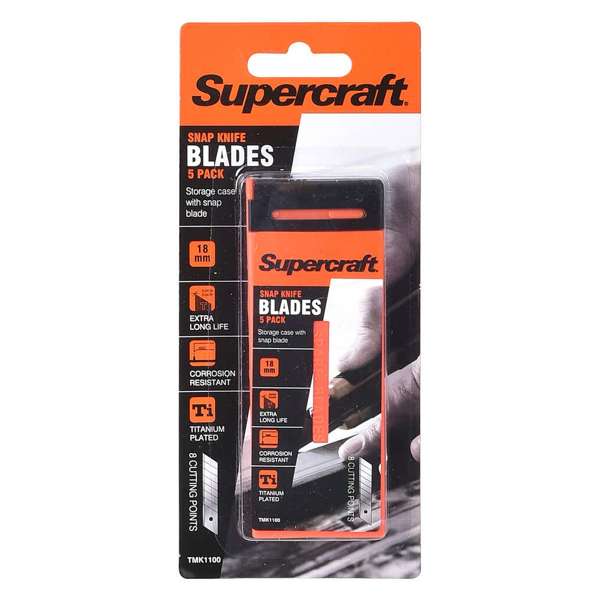 Supercraft Snap Knife Replacement Blades 18mm - 5 Pack