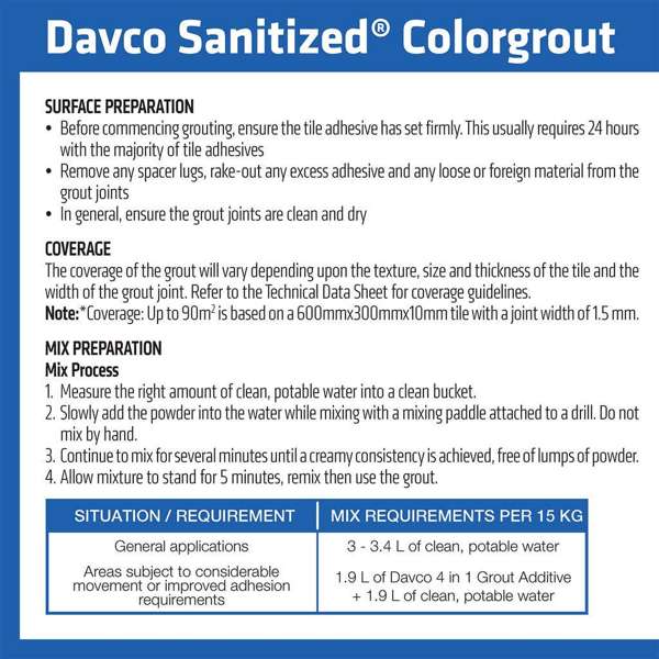 Davco Grout Sanitized Colorgrout 02 Black 1.5kg