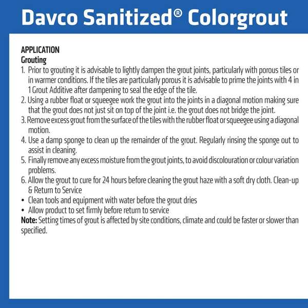 Davco Grout Sanitized Colorgrout 02 Black 1.5kg