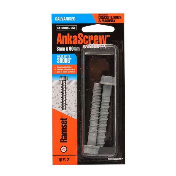 Ramset Ankascrew Galvanised 8 x 60mm - 2 Pack