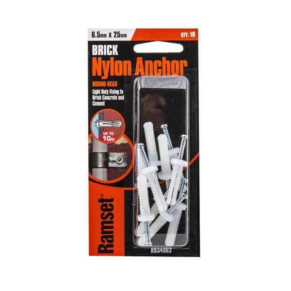 Ramset Nylon Anchor Round 6.5 x 25mm - 10 Pack