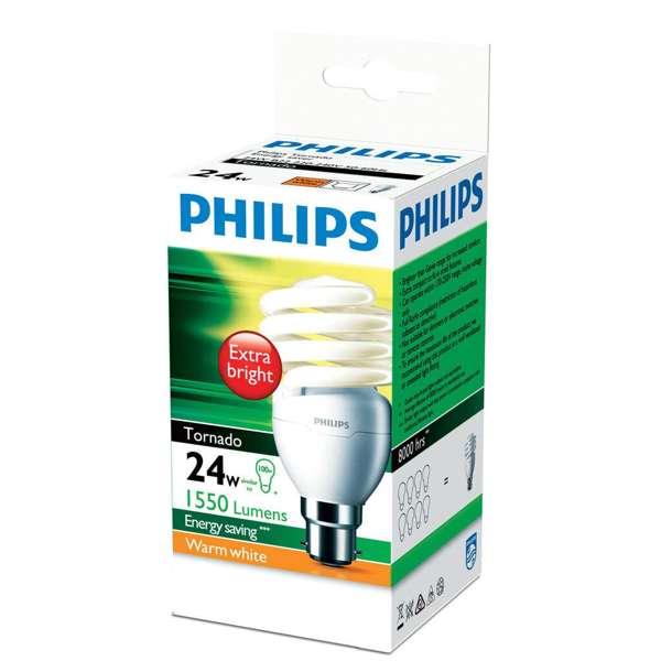 Philips Tornado Globe CFL 24W BC Warm White