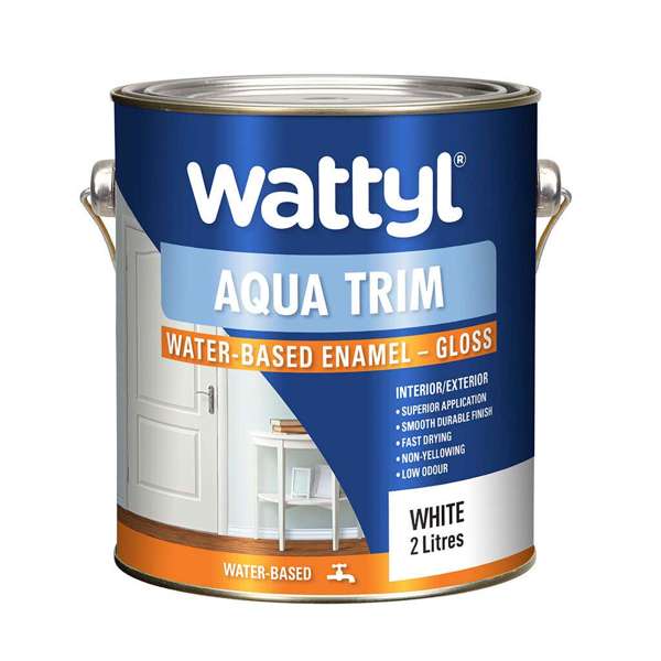 Wattyl Aqua Trim Water Based Enamel Gloss White 2L