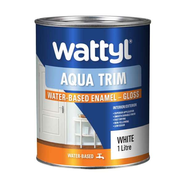 Wattyl Aqua Trim Water Based Enamel Gloss White 1L