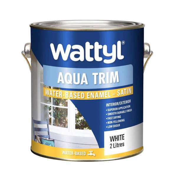 Wattyl Aqua Trim Water Based Enamel Satin White 2L