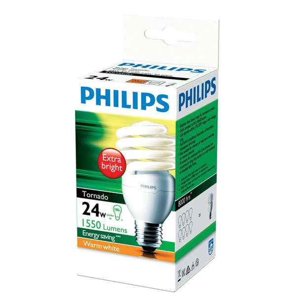 Philips Tornado Globe CFL 24W ES Warm White