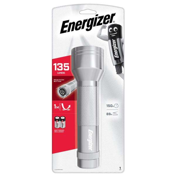 Energizer LED Metal Torch with 2 D Alkaline Batteries