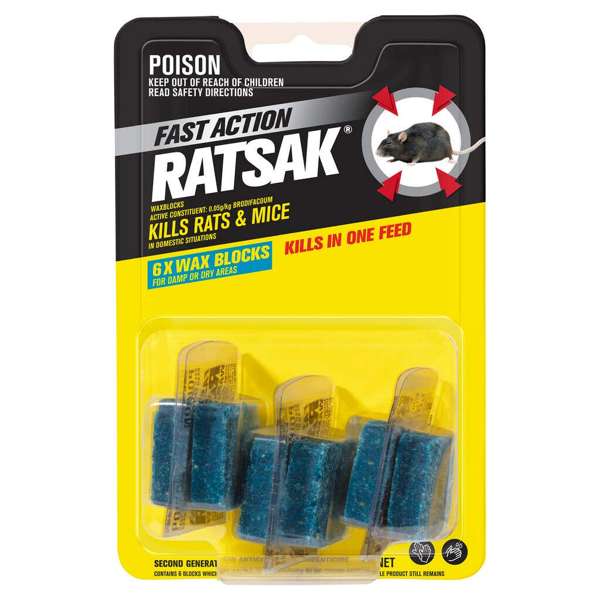 Ratsak Wax Blocks Fast Action 80g