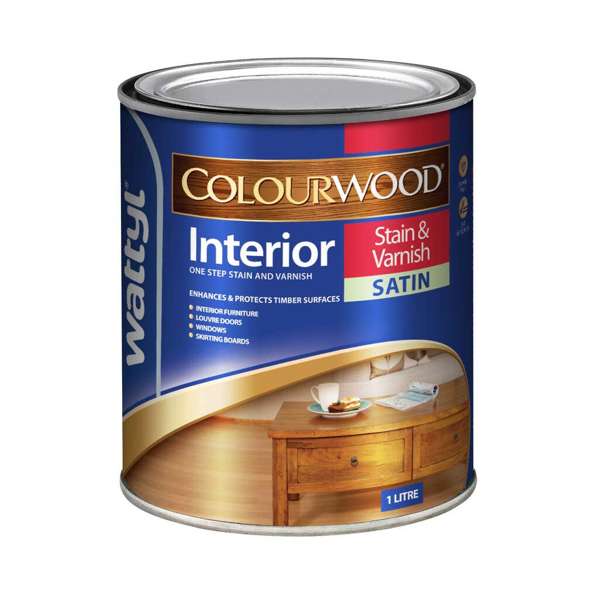 Wattyl Colourwood Stain & Varnish Satin New Golden Oak 1L