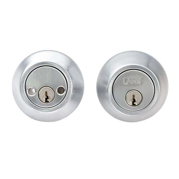 Lane Standard Round Deadbolt Double Cylinder Brushed Satin Chrome