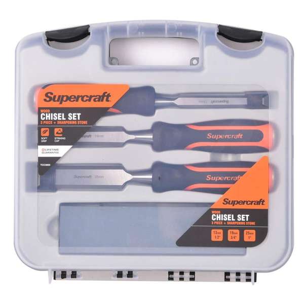 Supercraft Chisel Wood Set with Sharpening Stone - 3 Piece