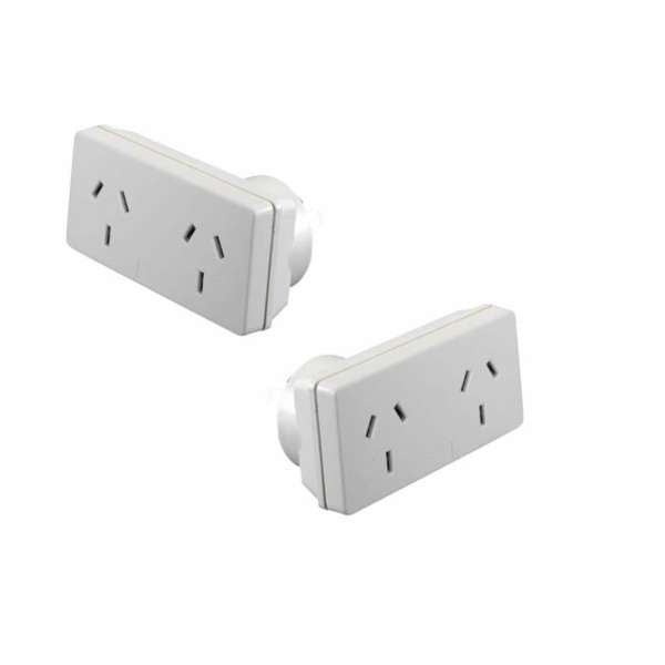 HPM Horizontal Double Adaptor White - 2 Pack