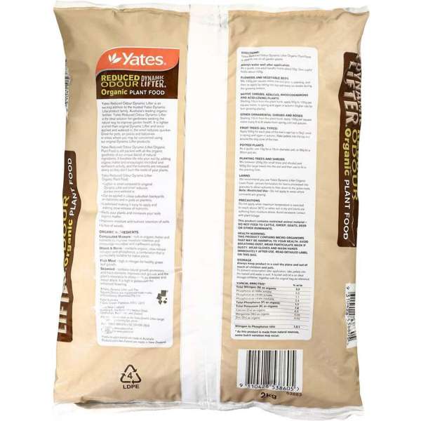 Yates Dynamic Lifter Reduced Odour Soil Improver & Plant Fertiliser 2kg