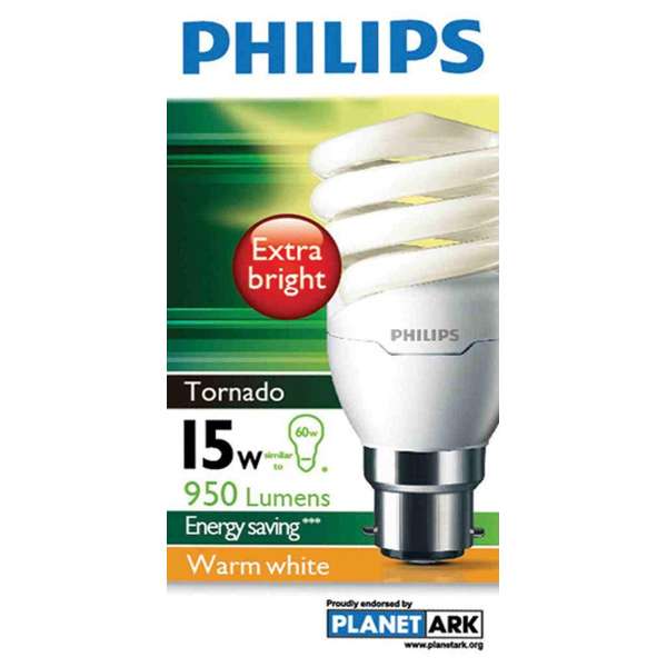 Philips Tornado Globe CFL 15W BC Warm White