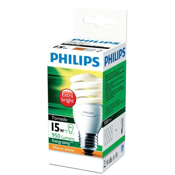 Philips Tornado Globe CFL 15W ES Warm White