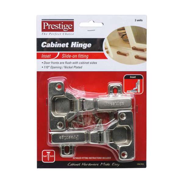 Prestige Cabinet Hinge Conceal Inset Nickel Plated Card 2