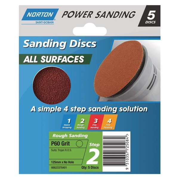 Norton Speedgrip Disc NH P60 Grit 125mm - 5 Pack