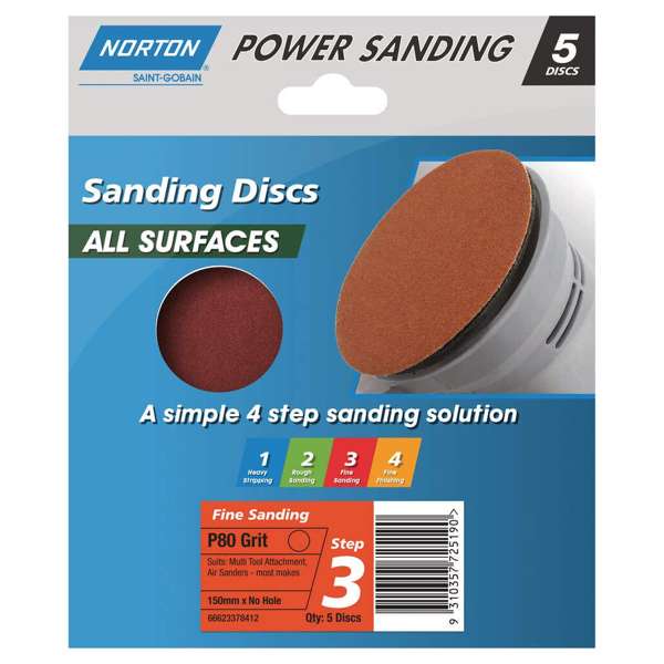 Norton Speedgrip Disc NH P80 Grit 150mm - 5 Pack