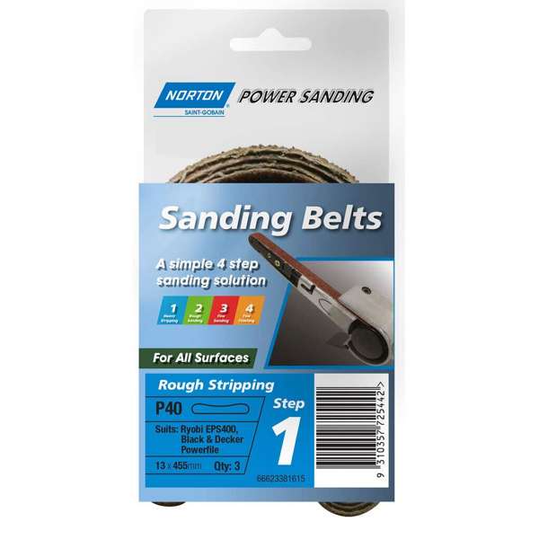 Norton Sanding Belt Powerfile 13 x 455mm - 3 Pack