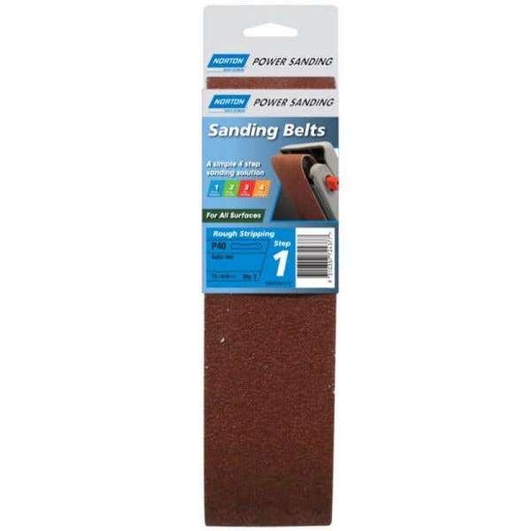 Norton Cloth Sanding Belt P40 Grit 75 x 610mm - 2 Pack